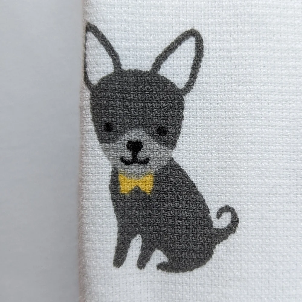 Kitchen Towels Set Of Three (3) Various Dog Breeds Multicolor Solid Grey NWT
